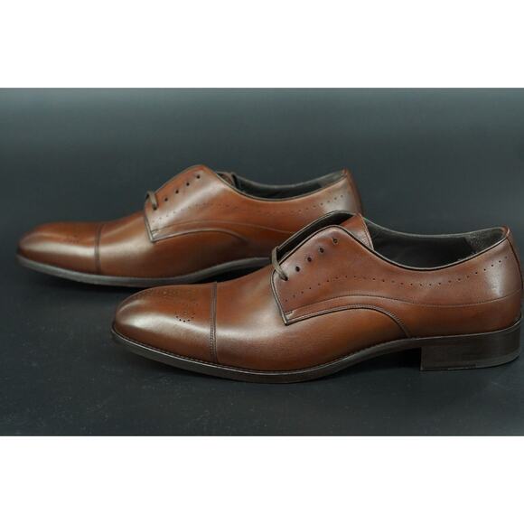 Johnston & Murphy Langford Derby Brown Leather Cap Toe Oxford SZ 11.5 Men Dress